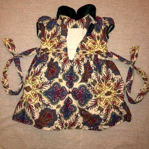 Oscar de la Renta girls dress size 4 years blue and red floral design